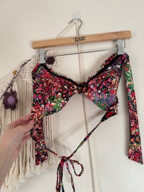 Floral Tie-Back Bikini Top - Multicolor